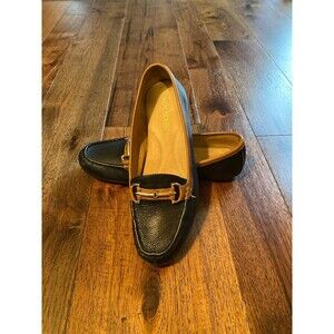 Aerosoles Womens Flats Size 9.5 Black Almond Toe Loafers Arch Support Shoes